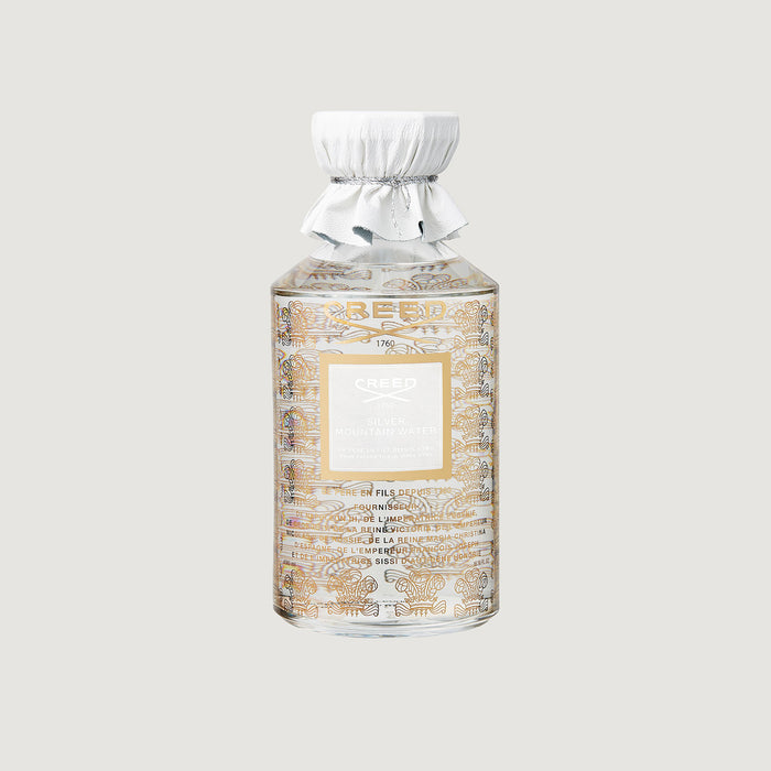 Creed Silver Mountain Water 490ml Heritage Flacon - Clear Glass with Gold Royal Crest and Leather Cap | Creed Fragrances