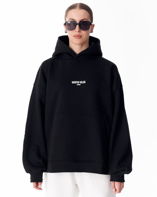"Slogan" Puff Printed Women's Extra Oversized Hoodie Black