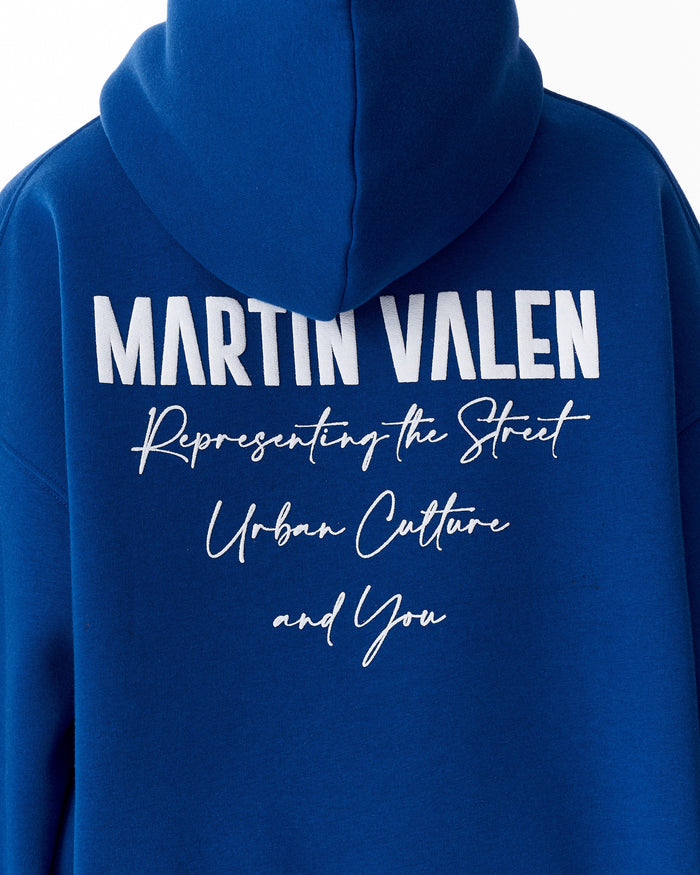 "Slogan" Puff Printed Women's Extra Oversized Hoodie Blue (5)