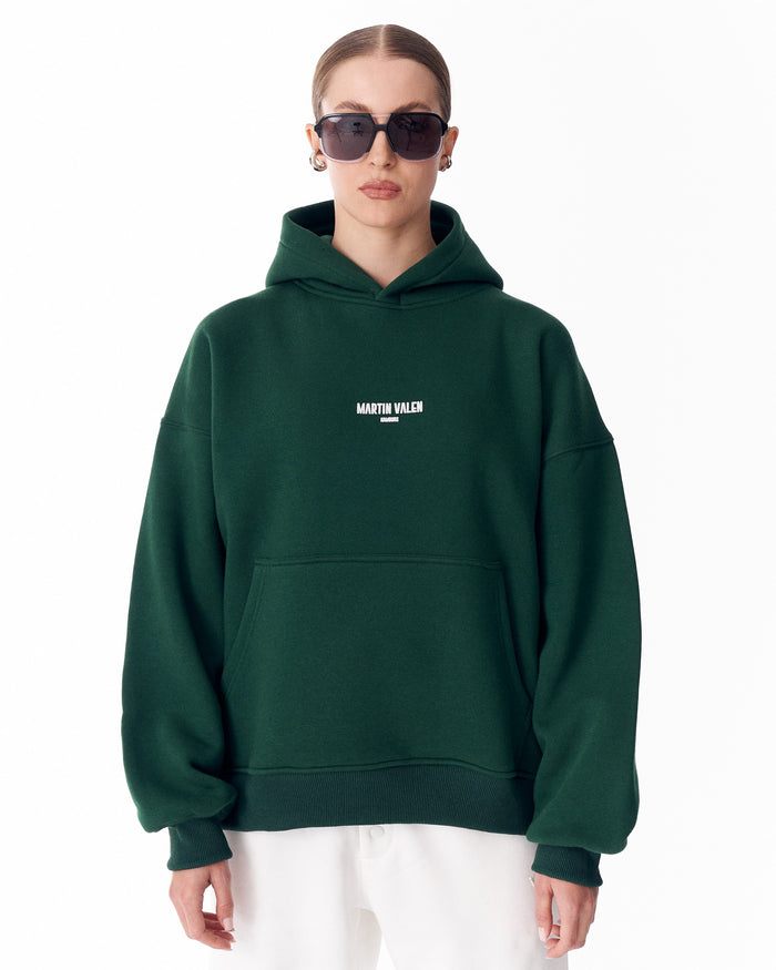 "Slogan" Puff Printed Women's Extra Oversized Hoodie Green (2)