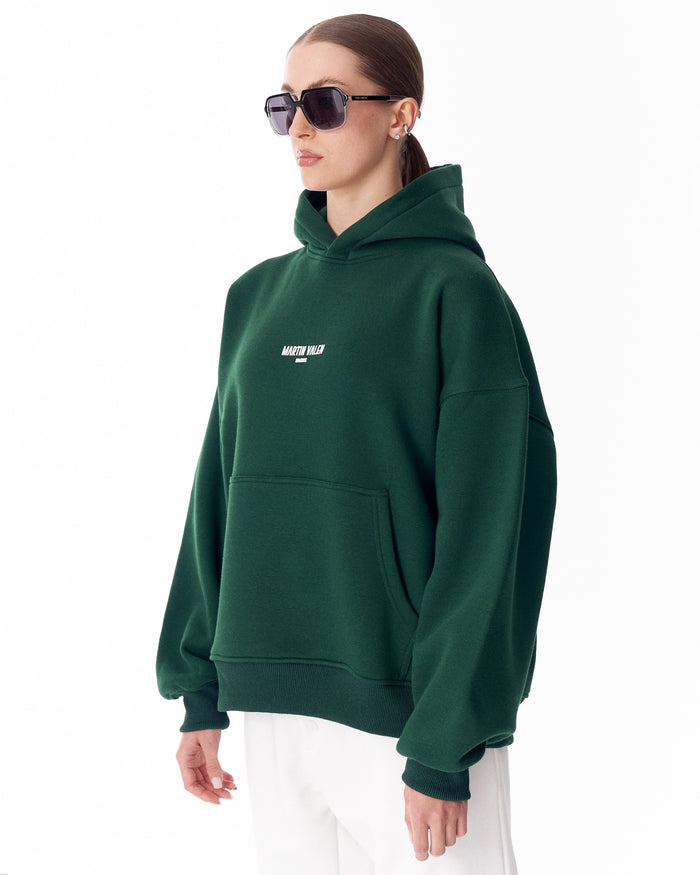 "Slogan" Puff Printed Women's Extra Oversized Hoodie Green (3)