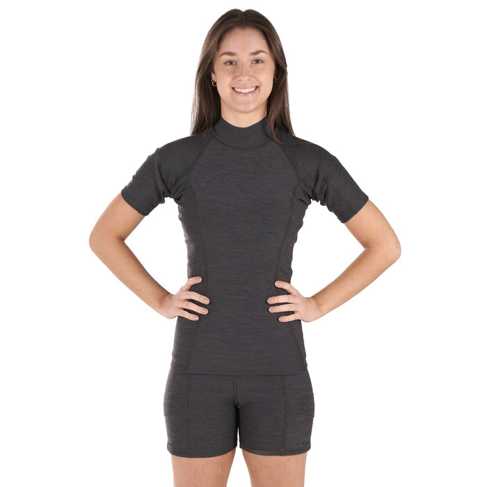 Sombrio Neoprene Short Sleeve Top — Black Heather