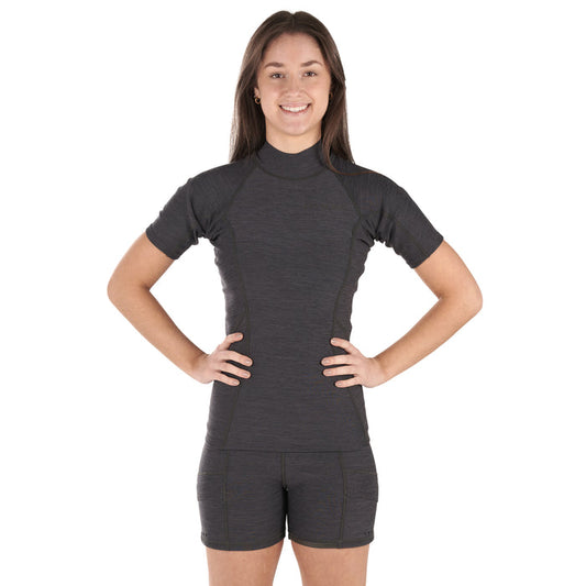 Sombrio Neoprene Short Sleeve Top — Black Heather