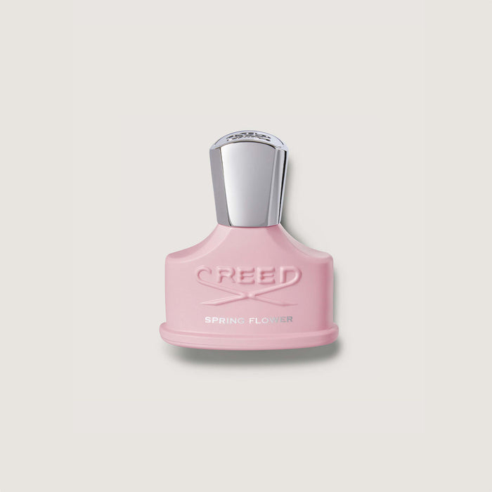 Creed Spring Flower 30ml matt pink bottle with silver cap and embossed Creed logo - Front View | Creed Fragrances