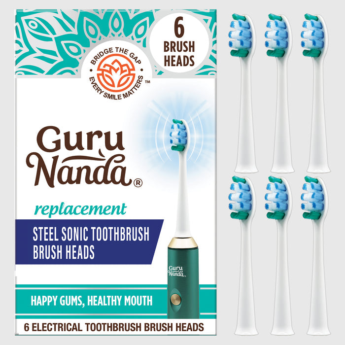 Steel Sonic Toothbrush Replacement Brush Heads – 6 Pack