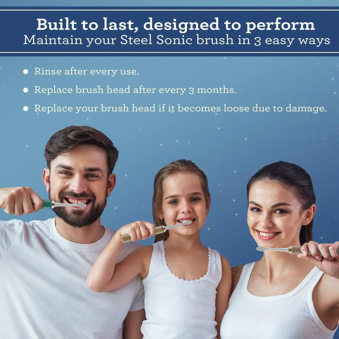 Steel Sonic Toothbrush Replacement Brush Heads – 6 Pack