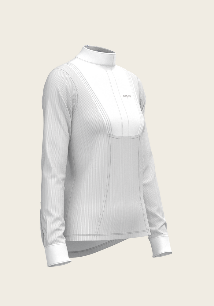 Stripes in Grey Short Pleated Long Sleeve Show Shirt
