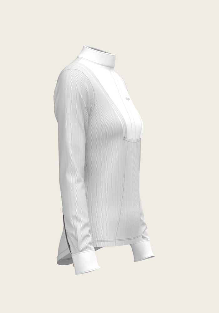Stripes in Grey Short Pleated Long Sleeve Show Shirt
