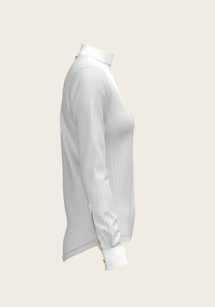 Stripes in Grey Short Pleated Long Sleeve Show Shirt