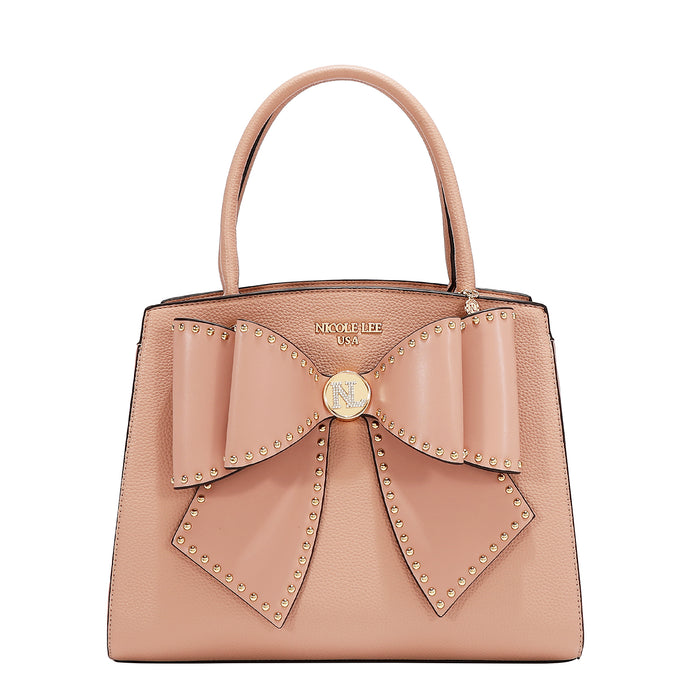 STUDDED BOW SATCHEL BAG