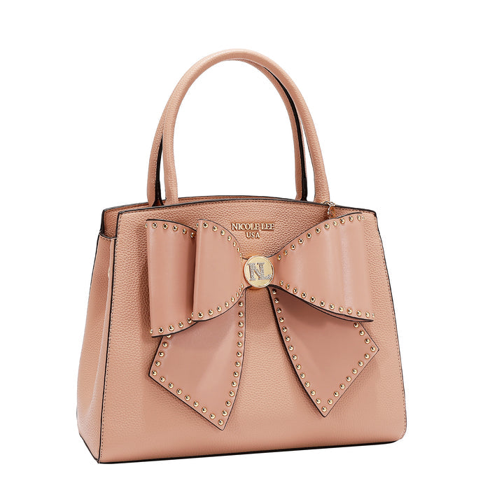 STUDDED BOW SATCHEL BAG