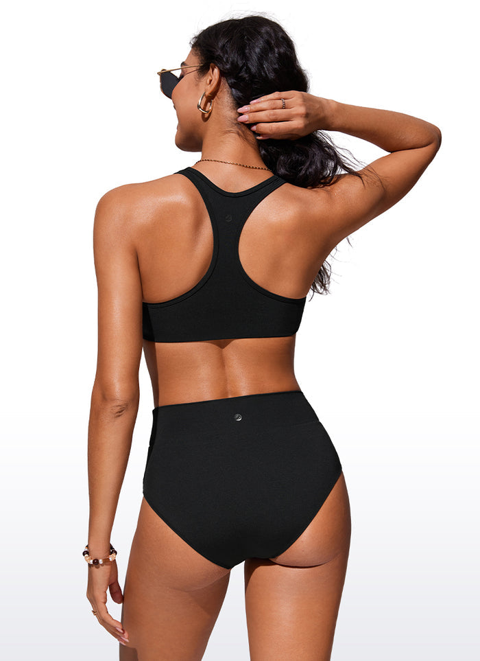 CRZ YOGA Women's Swimwear U Neck Bikini Tops Racerback Black