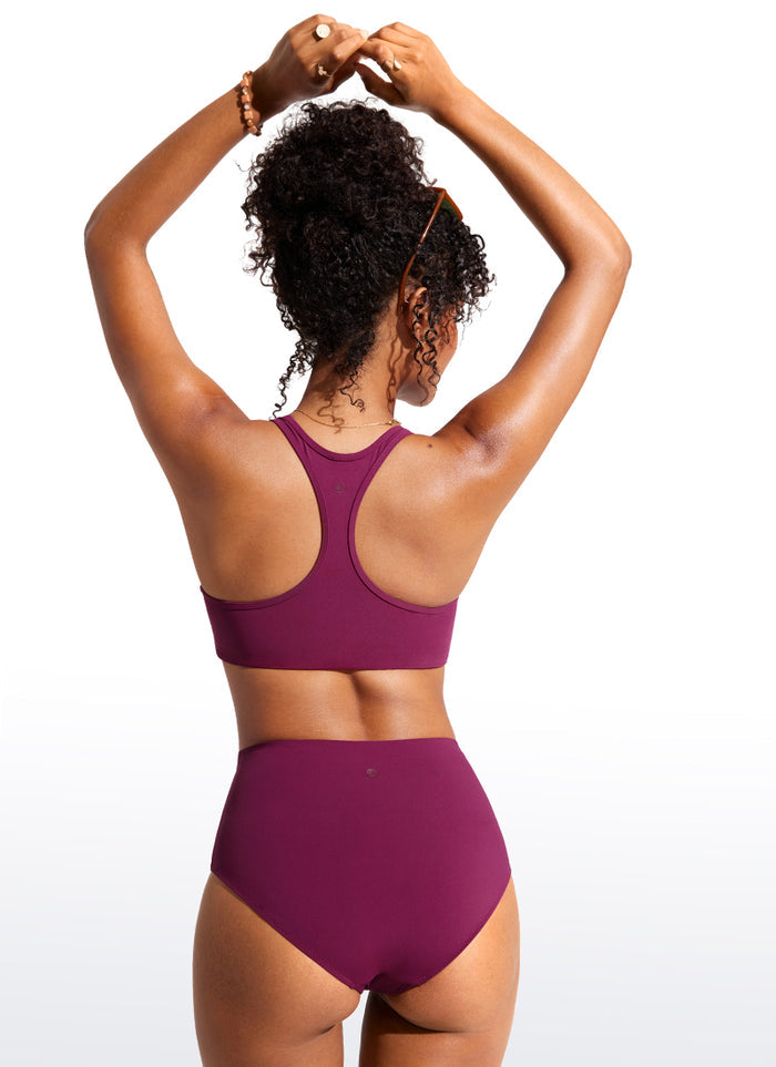 CRZ YOGA Women's Swimwear U Neck Bikini Tops Racerback Fuchsia