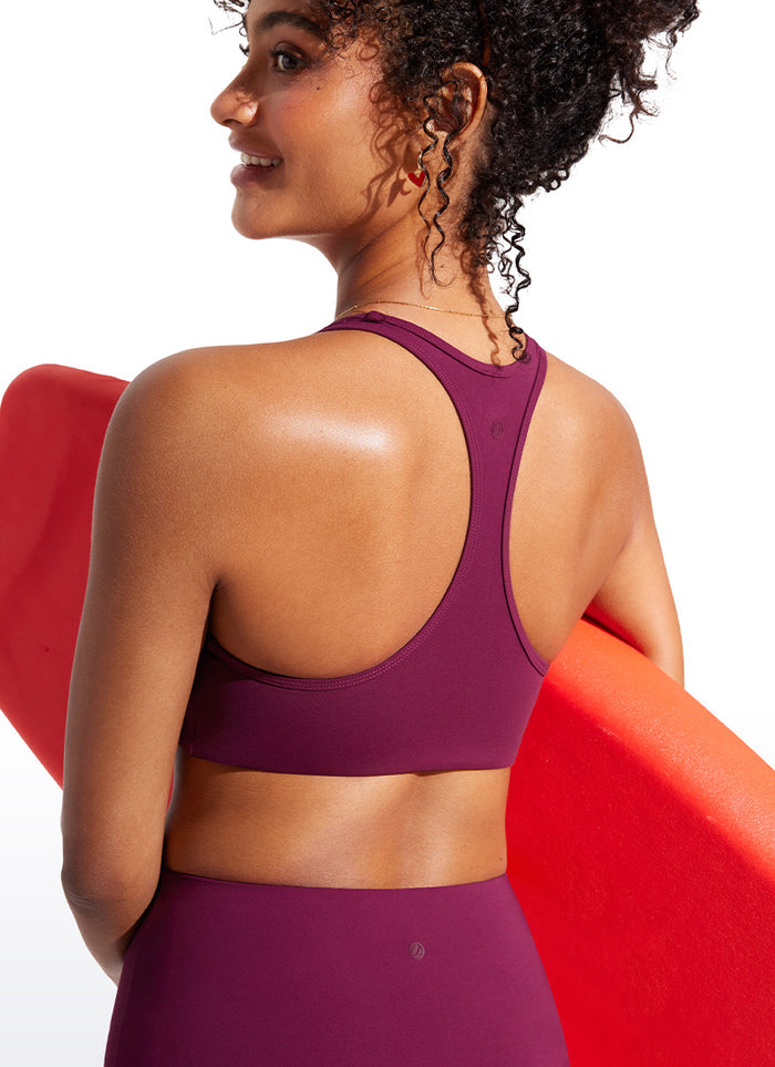 CRZ YOGA Women's Swimwear U Neck Bikini Tops Racerback Fuchsia
