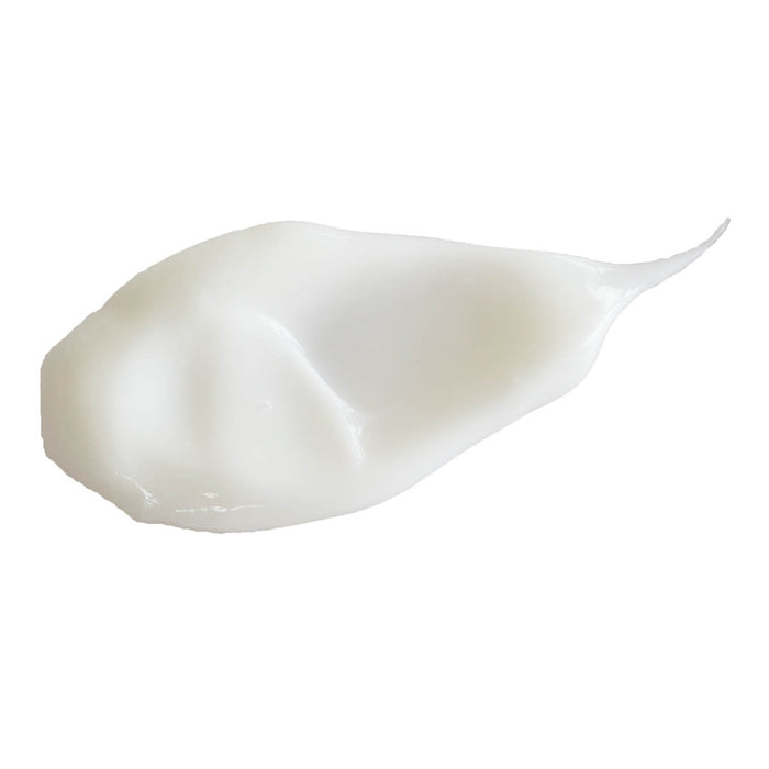 White cream swatch on a white background.