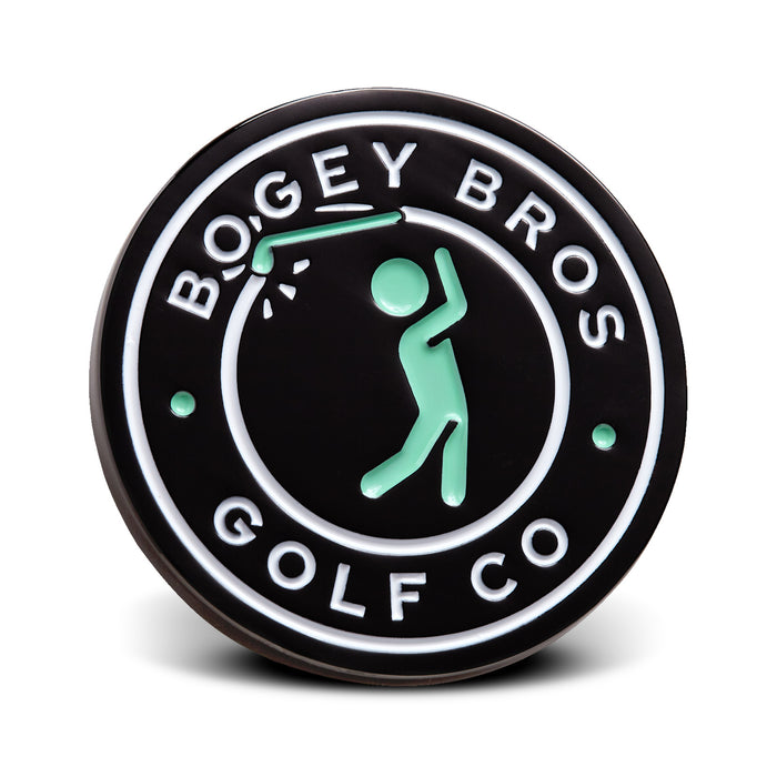 Logo of Bogey Bros Golf Co with a golfer silhouette on a black background