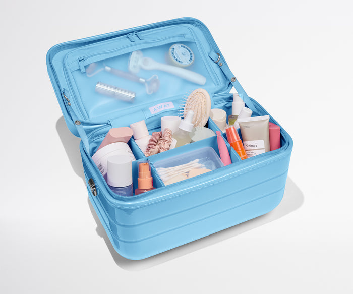 The Train Case in Glazed Opal Blue