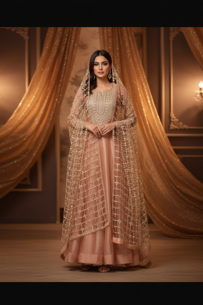 Tissue silk Anarkali set
