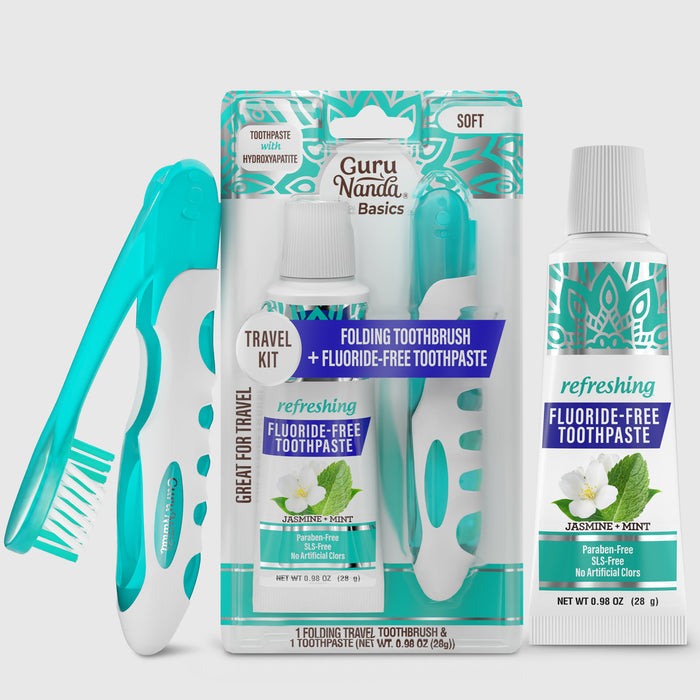 Travel Kit – Folding Toothbrush & Hydroxyapatite Toothpaste, Jasmine Mint – 0.98 oz