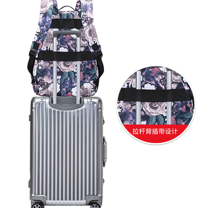 Two Piece Floral School Backpack With USB Port And Dedicated Laptop Sleeve