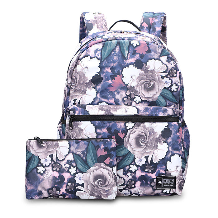 Two Piece Floral School Backpack With USB Port And Dedicated Laptop Sleeve