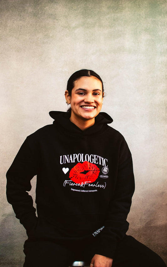 Unapologetic Fierce and Fearless crop hoodie from the Feminine Energy Collection.