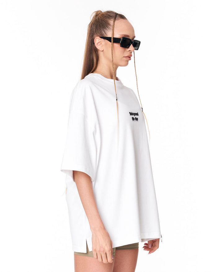 Underground Hip Hop White Oversized T-Shirt in relaxed streetwear fit