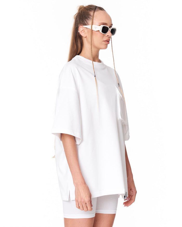 Utility Pocket White Oversized T-Shirt in relaxed oversized fit