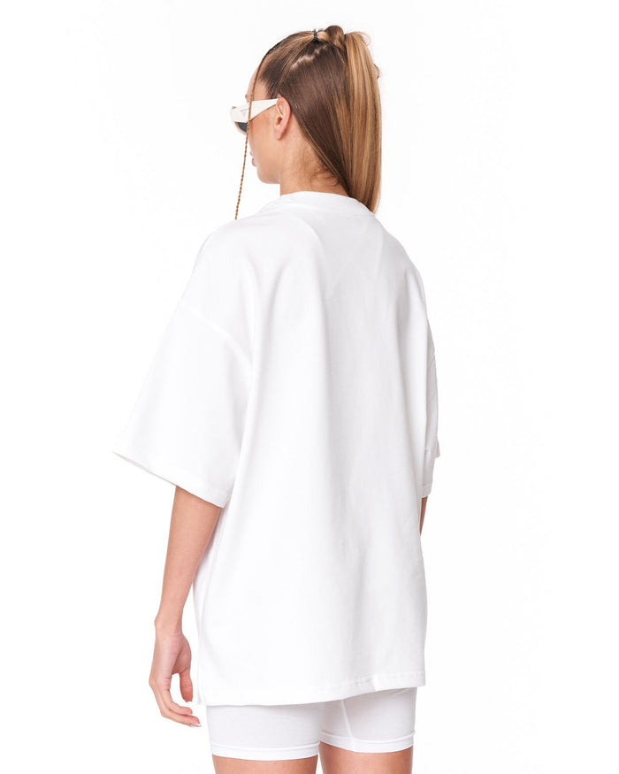 Utility Pocket White Oversized T-Shirt with drop shoulder design