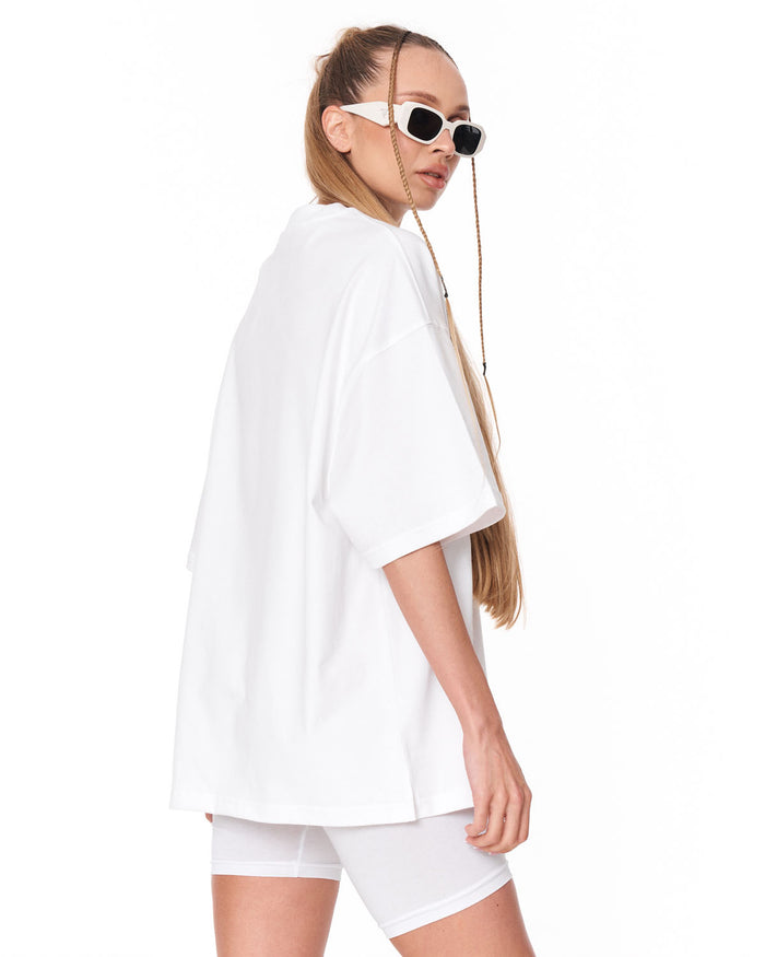 Utility Pocket White Oversized T-Shirt in soft white cotton fabric
