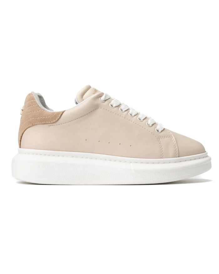 V-Harmony Women's Beige Shoes With Suede Heel Tab