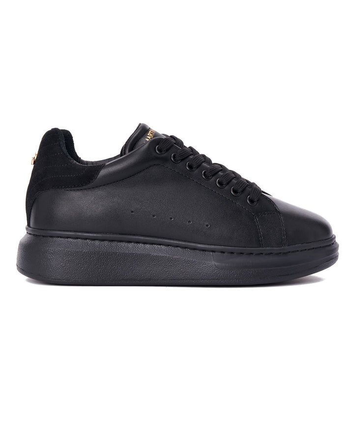 V-Harmony Women's Full Black Shoes With Suede Heel Tab