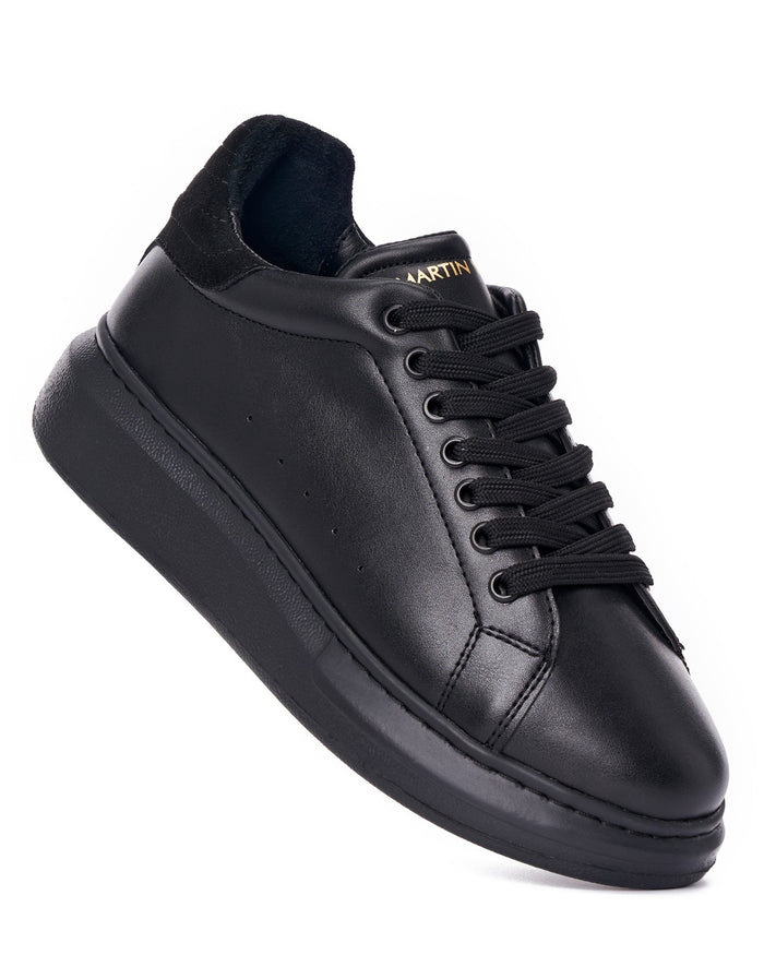 V-Harmony Women's Full Black Shoes With Suede Heel Tab (2)