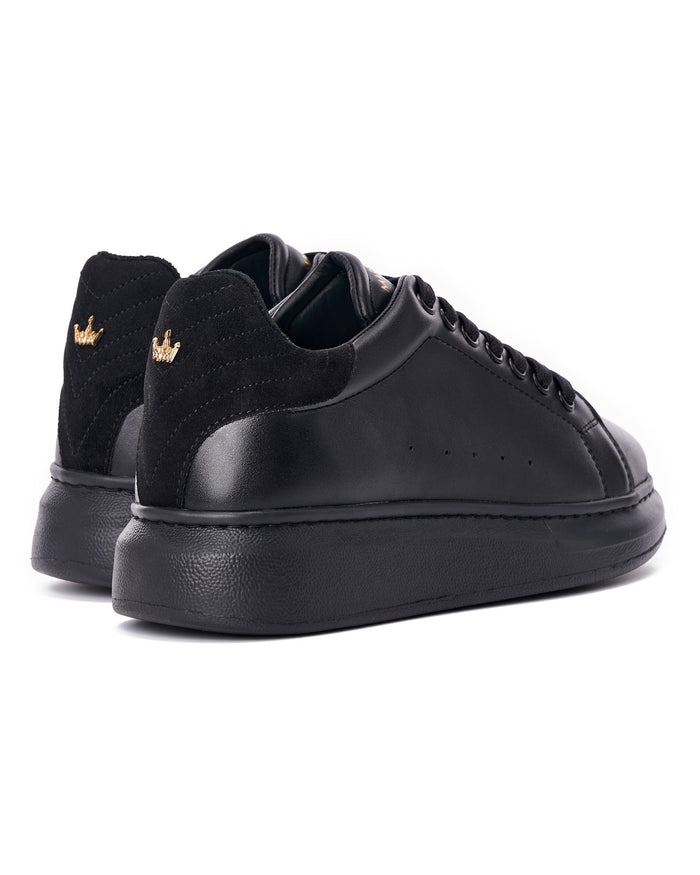 V-Harmony Women's Full Black Shoes With Suede Heel Tab (4)
