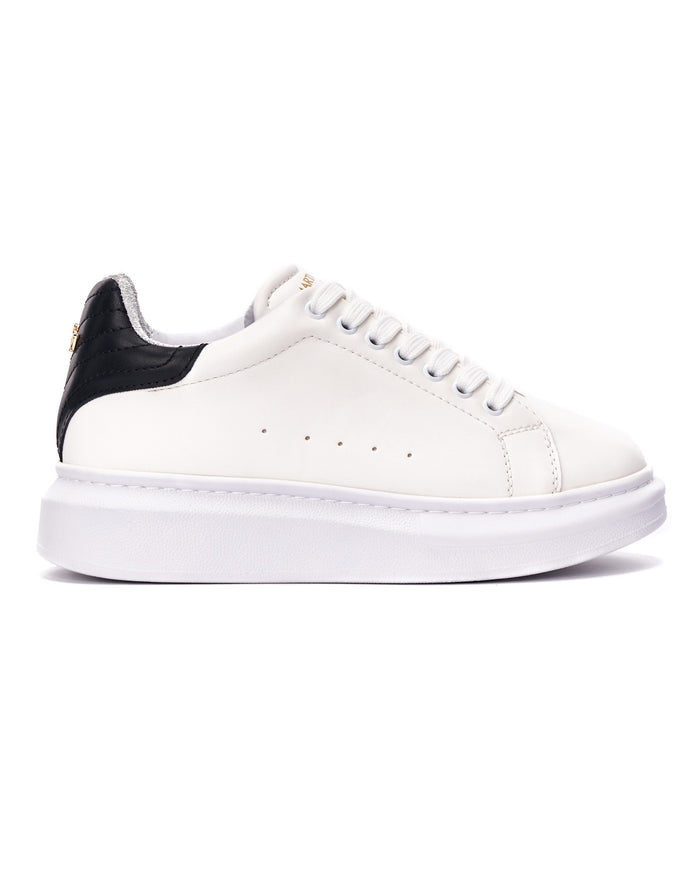V-Harmony Women's White Shoes with Black Heel Tab