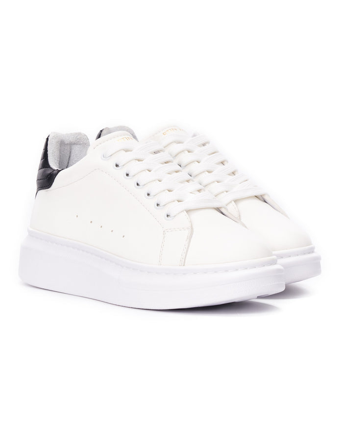 V-Harmony Women's White Shoes with Black Heel Tab (2)