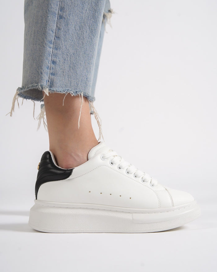 V-Harmony Women's White Shoes with Black Heel Tab (5)