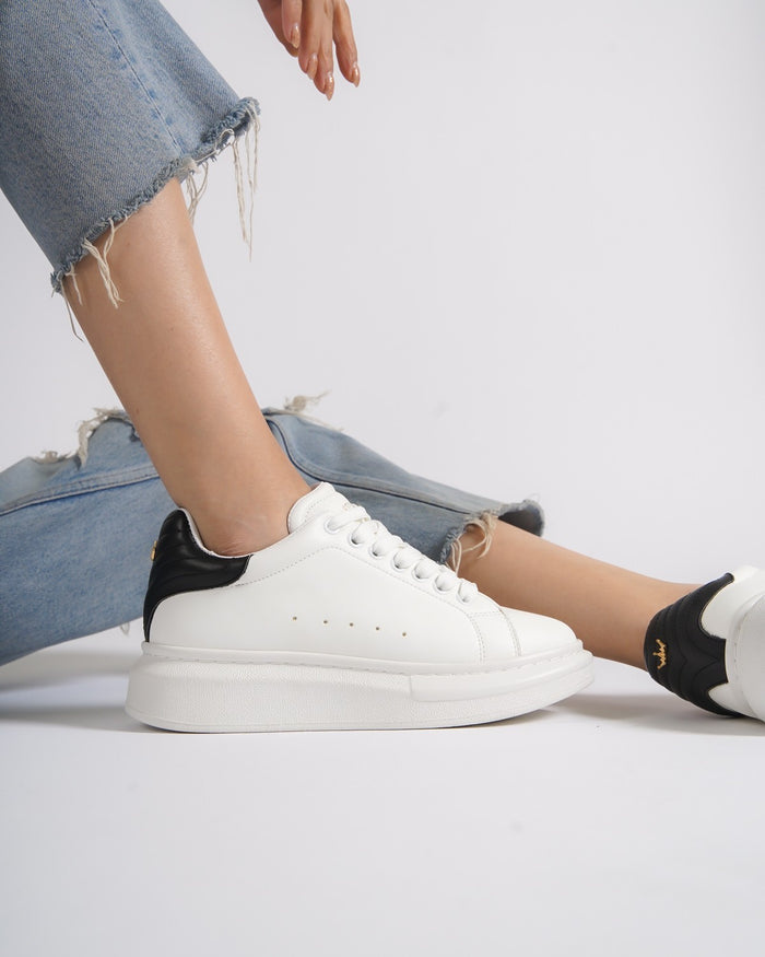 V-Harmony Women's White Shoes with Black Heel Tab (7)