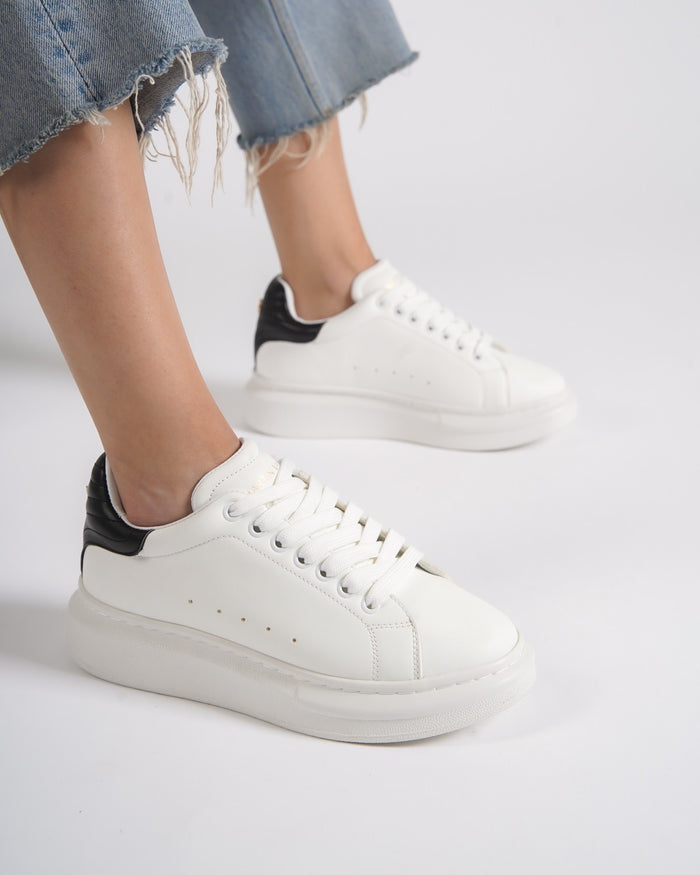 V-Harmony Women's White Shoes with Black Heel Tab (8)