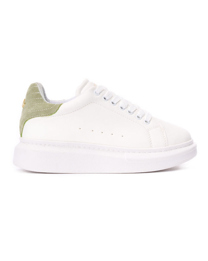 V-Harmony Women's White Shoes with Khaki Heel Tab