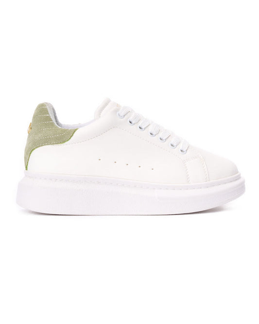 V-Harmony Women's White Shoes with Khaki Heel Tab