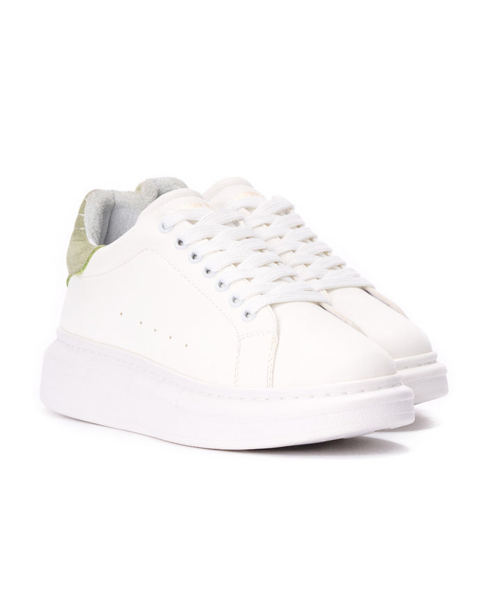 V-Harmony Women's White Shoes with Khaki Heel Tab (2)
