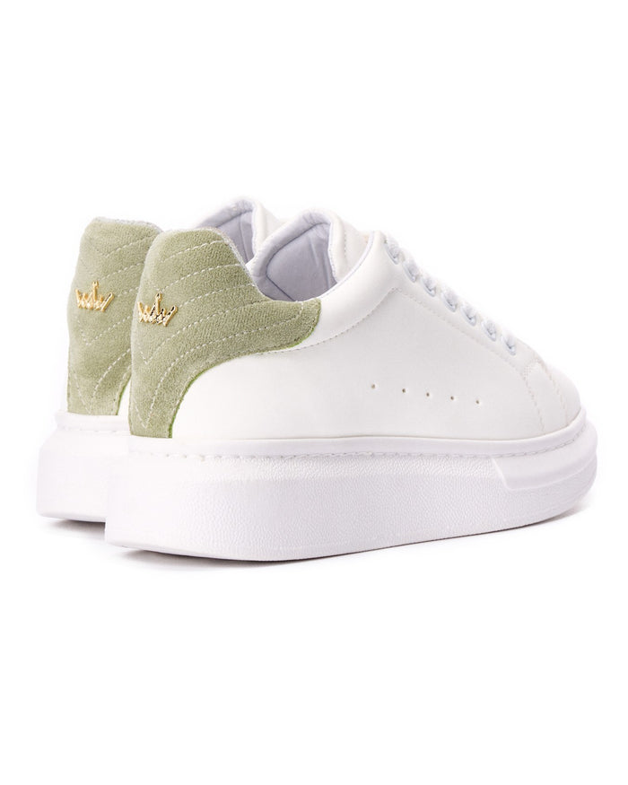 V-Harmony Women's White Shoes with Khaki Heel Tab (3)