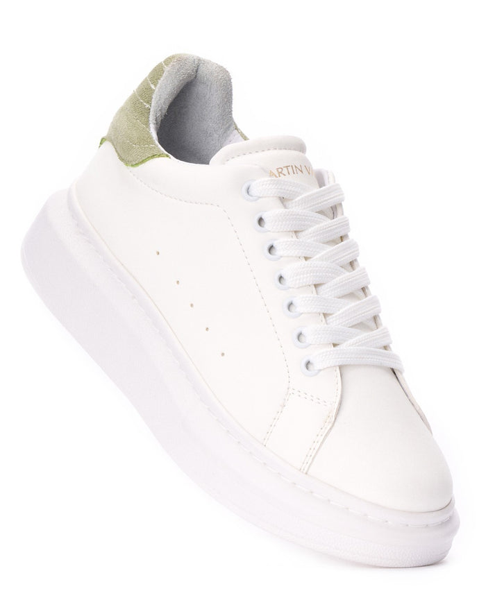 V-Harmony Women's White Shoes with Khaki Heel Tab (4)