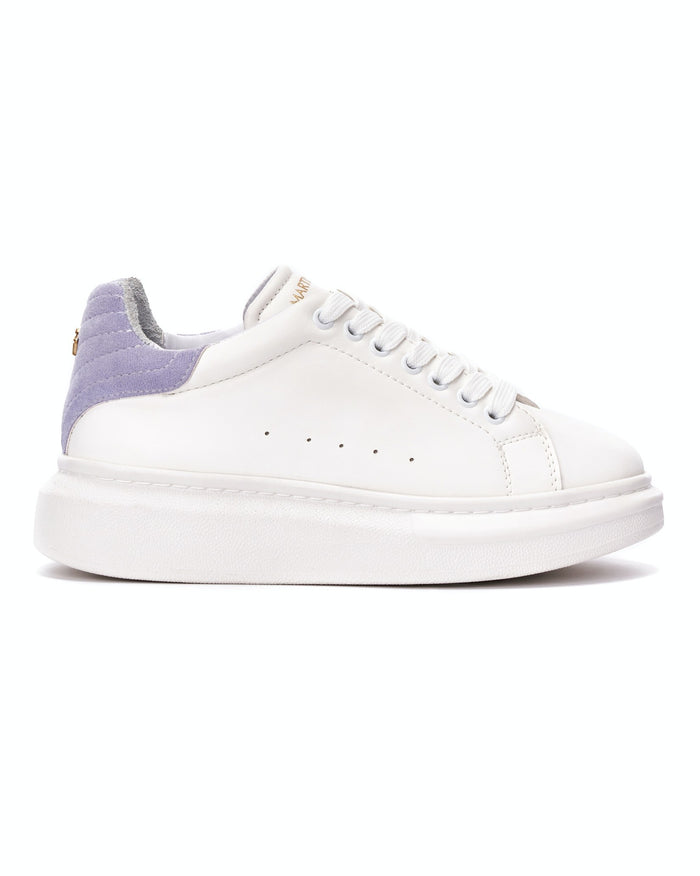 V-Harmony Women's White Shoes with Purple Heel Tab