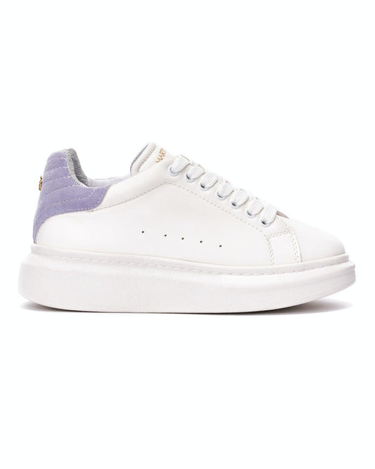 V-Harmony Women's White Shoes with Purple Heel Tab