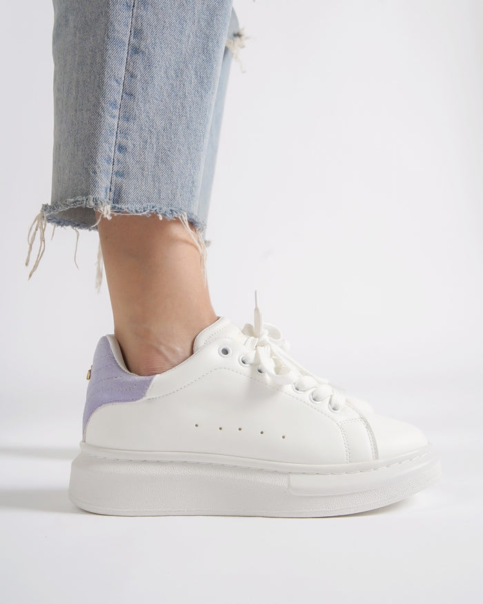 V-Harmony Women's White Shoes with Purple Heel Tab (5)
