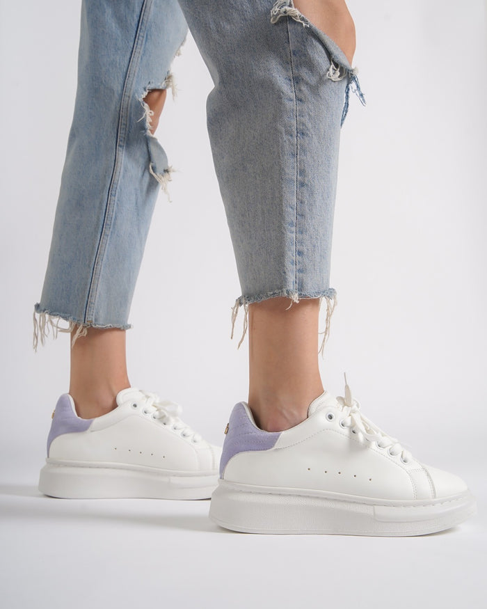 V-Harmony Women's White Shoes with Purple Heel Tab (8)