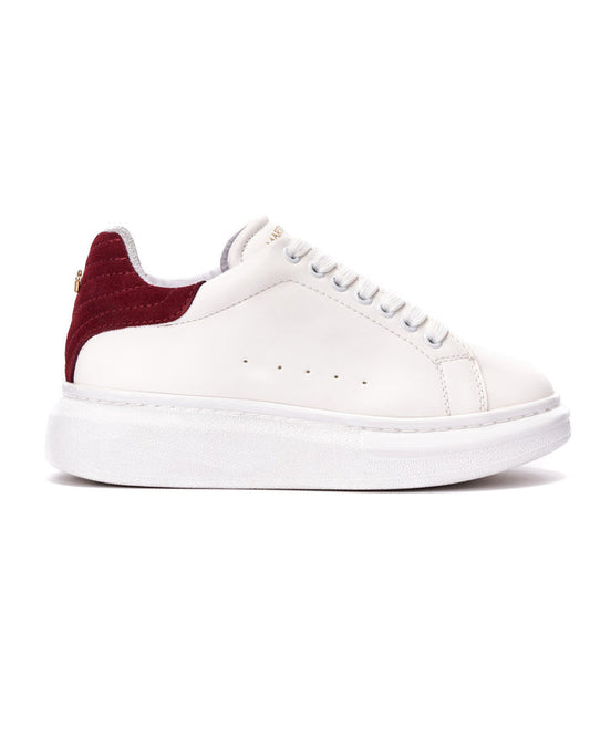 V-Harmony Women's White Shoes with Red Heel Tab