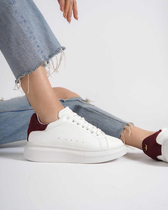 V-Harmony Women's White Shoes with Red Heel Tab (5)